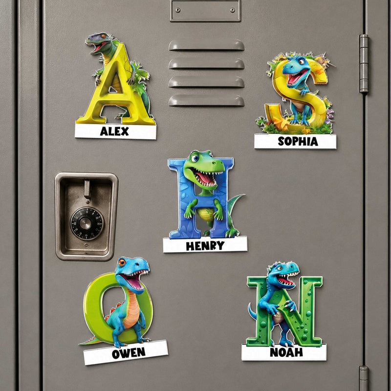 Personalized Dinosaur Alphabet Acrylic Magnet Gift for Kids
