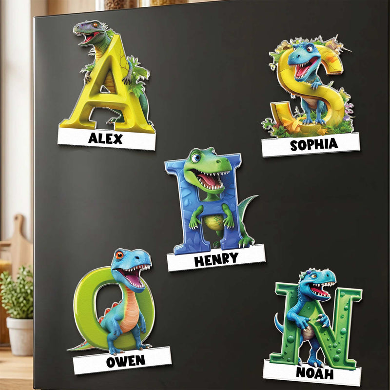 Personalized Dinosaur Alphabet Acrylic Magnet Gift for Kids