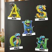 Load image into Gallery viewer, Personalized Dinosaur Alphabet Acrylic Magnet Gift for Kids
