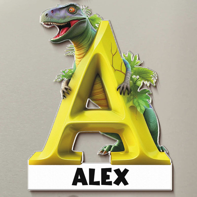 Personalized Dinosaur Alphabet Acrylic Magnet Gift for Kids