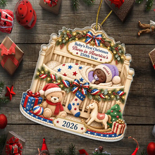 Load image into Gallery viewer, Personalized Baby's First Christmas Acrylic Ornament Custom Name Gift
