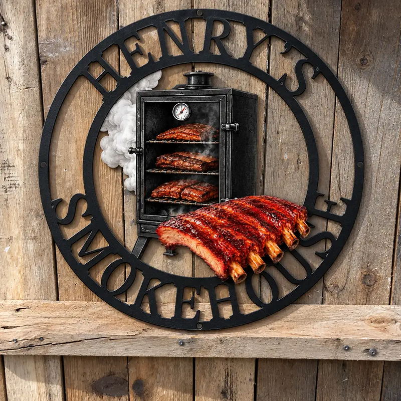 Personalized Black Metal Sign Custom BBQ Gift for Dad Grandpa