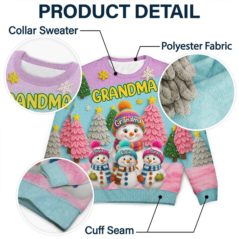 Personalized Snowman Sweatshirt Custom Gift for Grandma Christmas