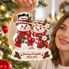 Load image into Gallery viewer, Personalized Snowman Couple Acrylic Ornament Christmas Gift
