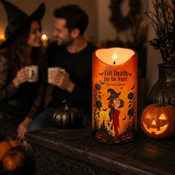 Personalized Flameless LED Candle Kissing Couple Halloween Decor Gift