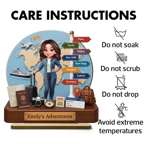 Personalized 2-Layer Wooden Travel Plaque Unique Gift for Adventurers