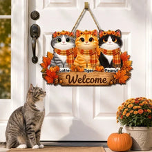 Load image into Gallery viewer, Personalized Wooden Cat Sign Cozy Autumn Decor Gift for Cat Owners
