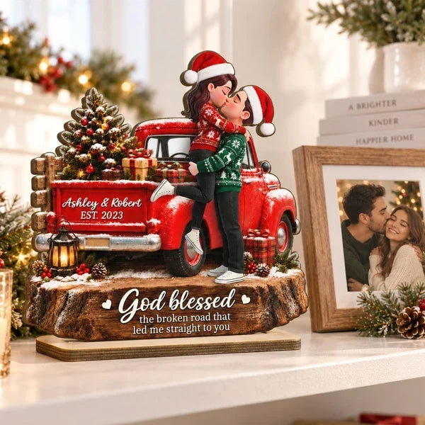 Personalized 2-Layer Wooden Plaque Kissing Couple Gift for Couples Christmas