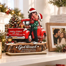 Load image into Gallery viewer, Personalized 2-Layer Wooden Plaque Kissing Couple Gift for Couples Christmas
