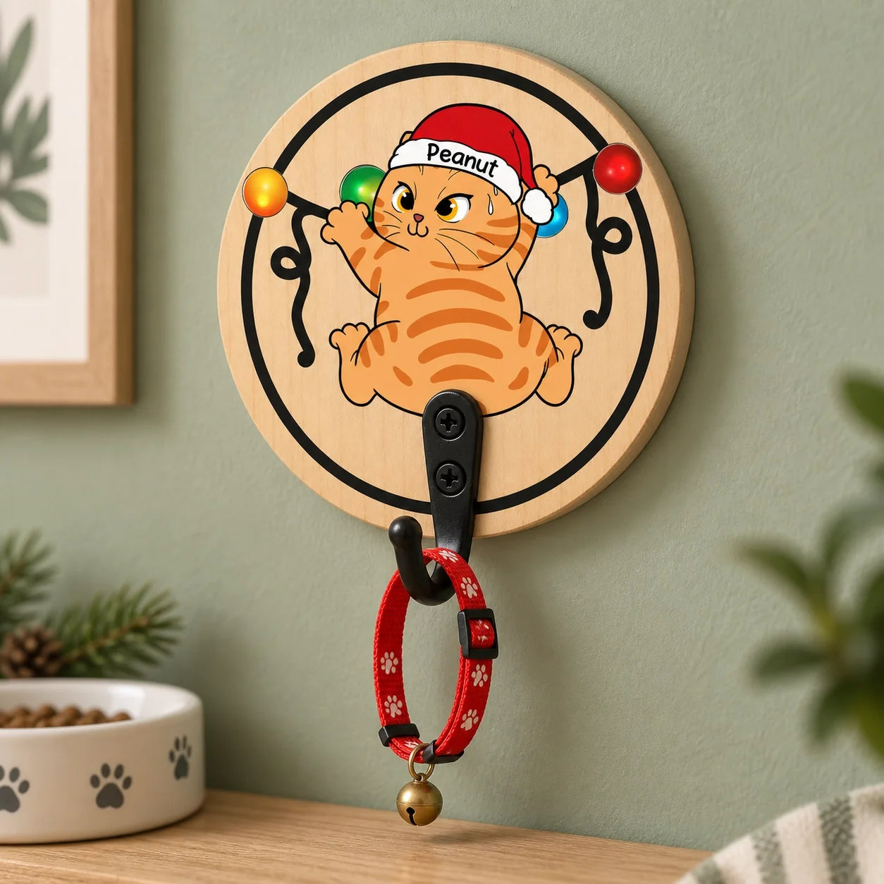 Personalized Cat Wooden Key Holder Custom Name Gift for Cat Lovers