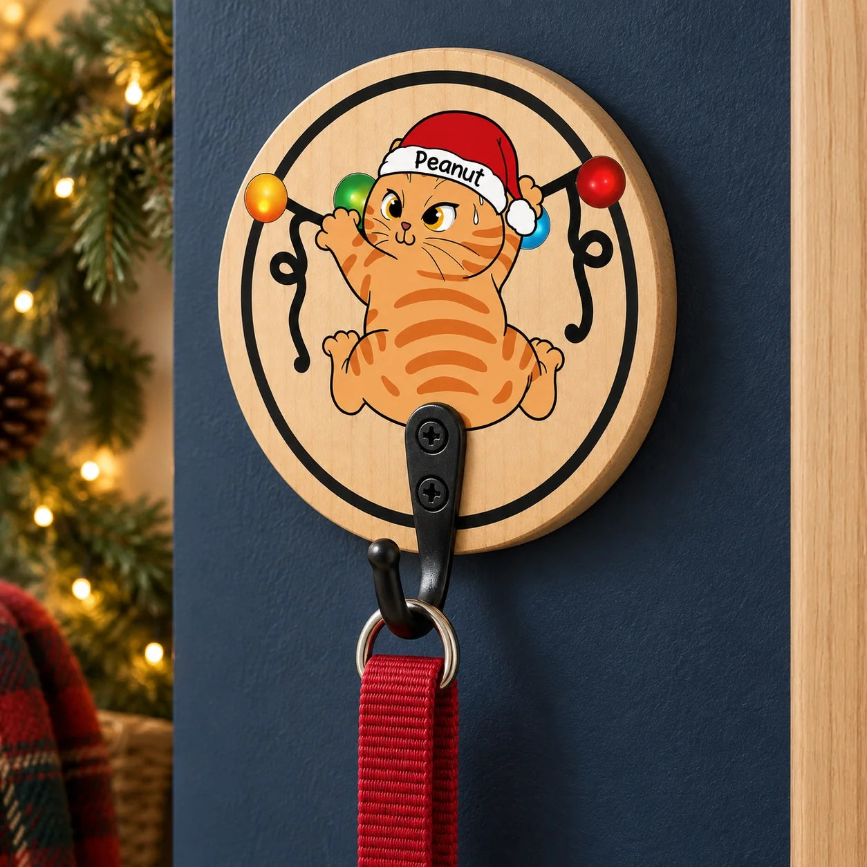 Personalized Cat Wooden Key Holder Custom Name Gift for Cat Lovers