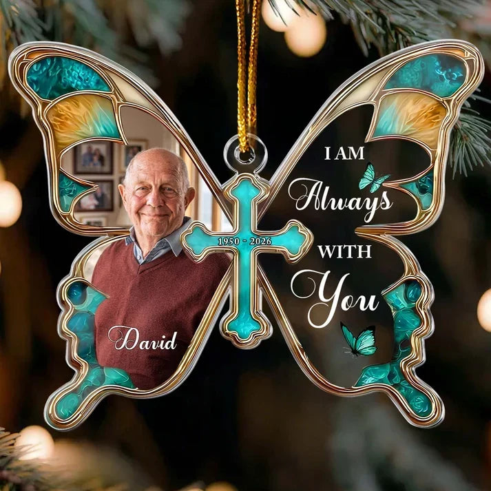 Personalized Teal Butterfly Acrylic Ornament Memorial Gift