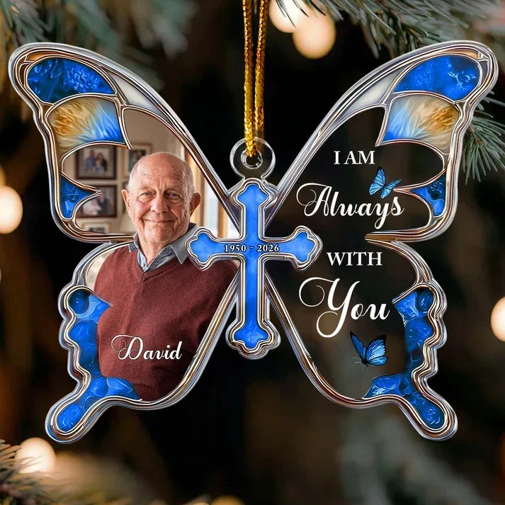 Personalized Teal Butterfly Acrylic Ornament Memorial Gift