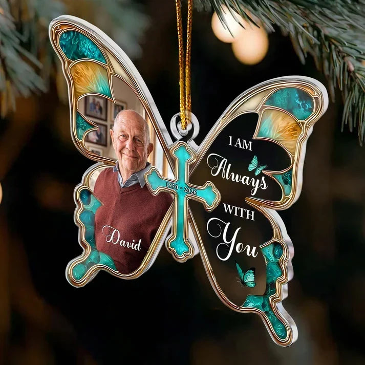 Personalized Teal Butterfly Acrylic Ornament Memorial Gift