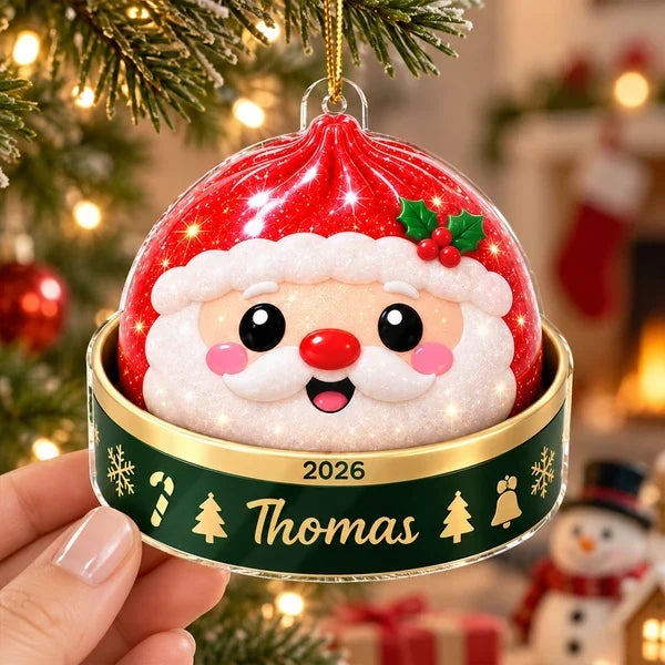 Personalized Acrylic Christmas Ornament Cute Santa Reindeer Gift for Family