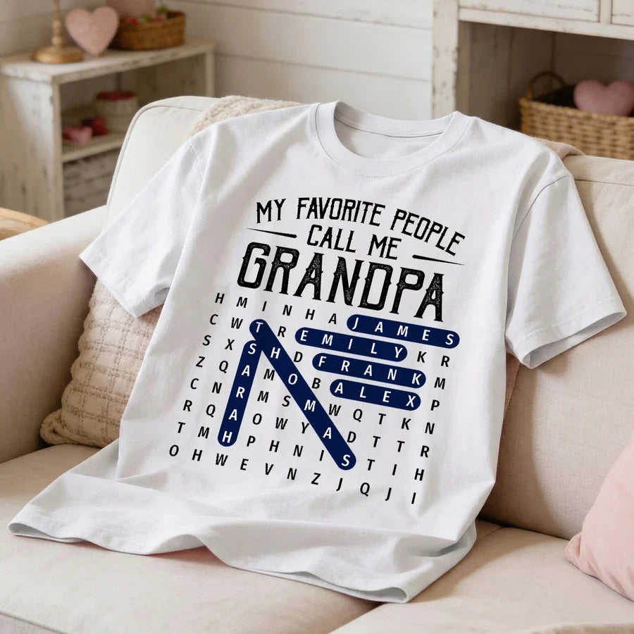 Personalized Word Search Classic Tee Gift for Grandpa