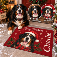 Load image into Gallery viewer, Personalized Christmas Doormat with Festive Dog Design Gift for Dog Lovers

