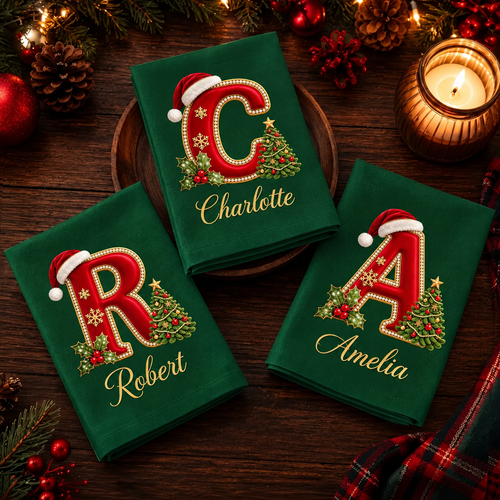 Personalized Reusable Cotton Napkin Christmas Gift for Family