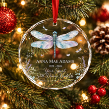 Load image into Gallery viewer, Personalized Dragonfly Crystal Ornament Custom Name Sympathy Gift for Loved Ones
