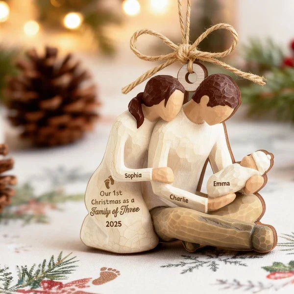 Personalized Wooden Christmas Ornament for New Parents Gift
