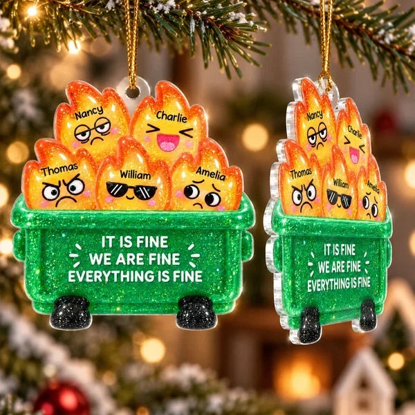 Personalized Cartoon Dumpster Fire Ornament Unique Gift for Friends