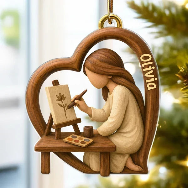 Personalized Acrylic Christmas Ornament Heart Artist Gift
