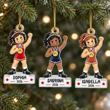 Load image into Gallery viewer, Personalized Acrylic Ornament Red Wrestler Gift for Daughter

