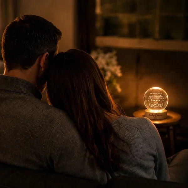 Personalized Globe Lamp with Angel Baby Footprints Memorial Gift for Grieving Parents