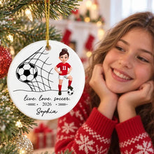 Load image into Gallery viewer, Personalized Ceramic Soccer Girl Ornament Custom Name Gift for Daughter
