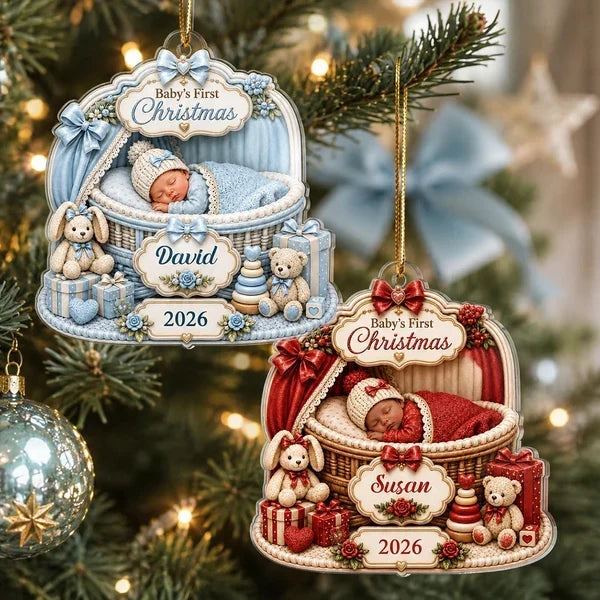 Personalized Baby's First Christmas Acrylic Ornament Gift for New Parents