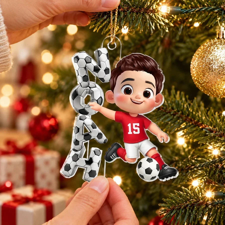 Personalized Soccer Kid Acrylic Ornament Creative Gift