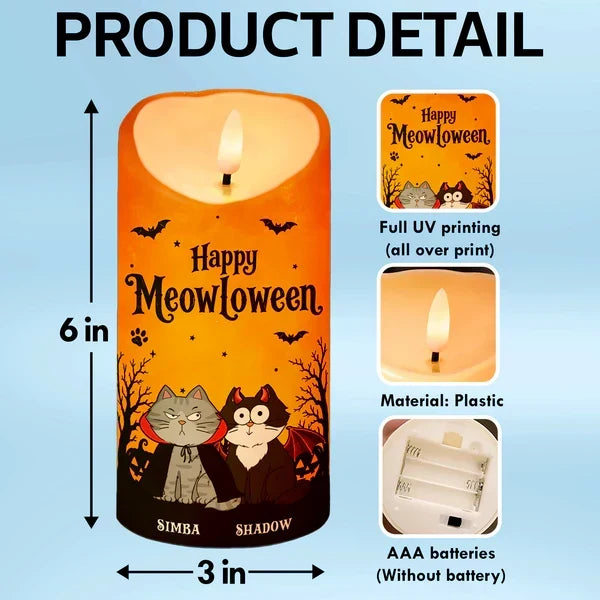 Personalized Flameless LED Candle Custom Cat Art Gift for Cat Mom