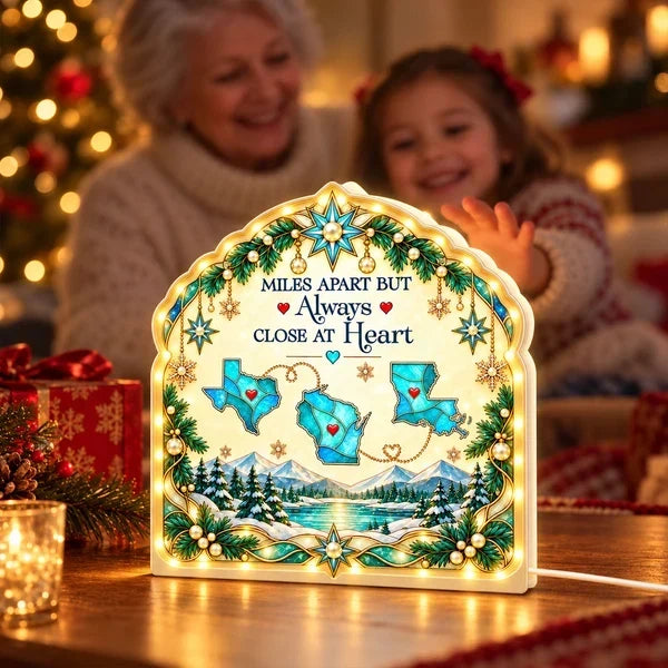 Personalized Acrylic Light Box Custom State Map Gift for Family