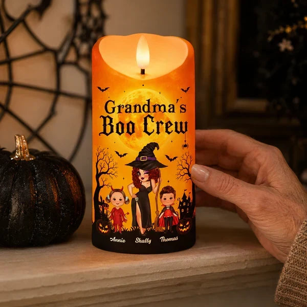 Personalized Flameless LED Candle for Grandma Halloween Decor Gift