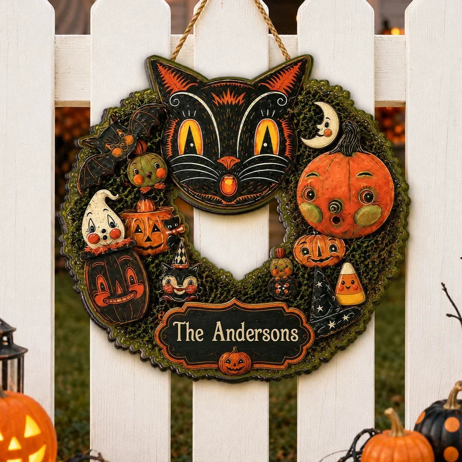 Personalized Black Cat Wooden Sign Custom Gift for Cat Lovers Halloween