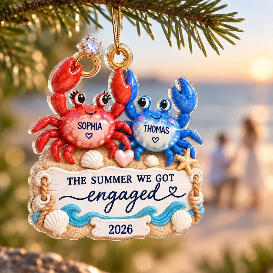 Personalized Acrylic Engagement Ornament for Couple Gift