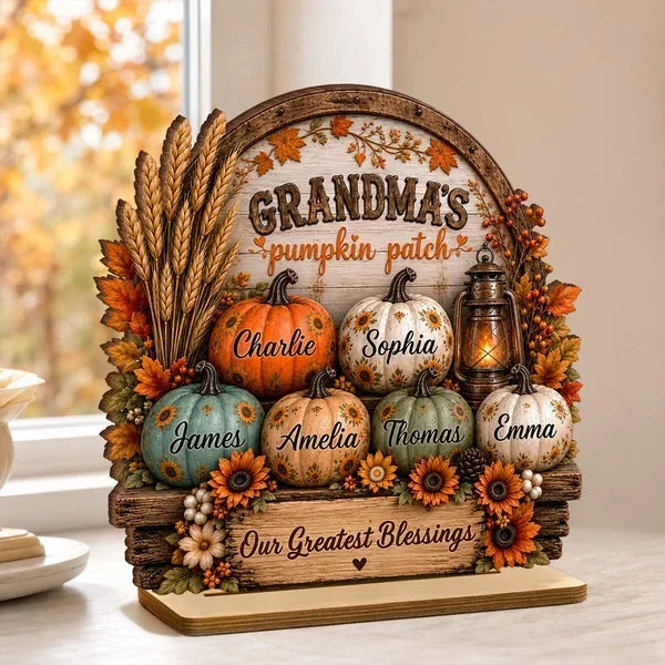 Personalized Wooden Plaque Fall Decor Gift for Grandma