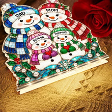 Load image into Gallery viewer, Personalized Snowman Family Acrylic Light Box Gift for Grandparents
