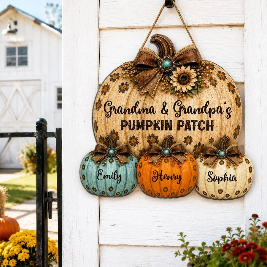 Personalized Wooden Sign for Grandma & Grandpa's Pumpkin Patch Gift