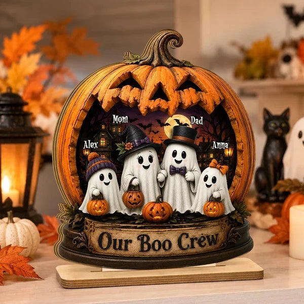 Personalized Ghost Family Wooden Plaque Halloween Gift for Parents