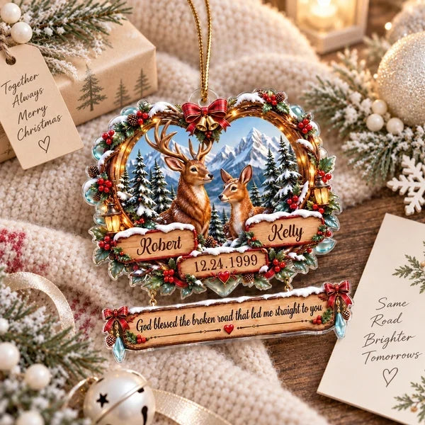 Personalized Acrylic Christmas Ornament Deer Couple Gift