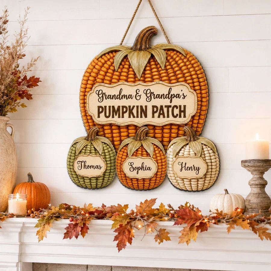 Personalized Wooden Grandpa & Grandma Pumpkin Sign Gift
