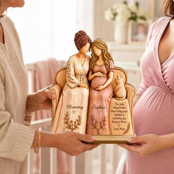 Personalized 2-Layer Wooden Plaque for New Mom & Daughter Gift