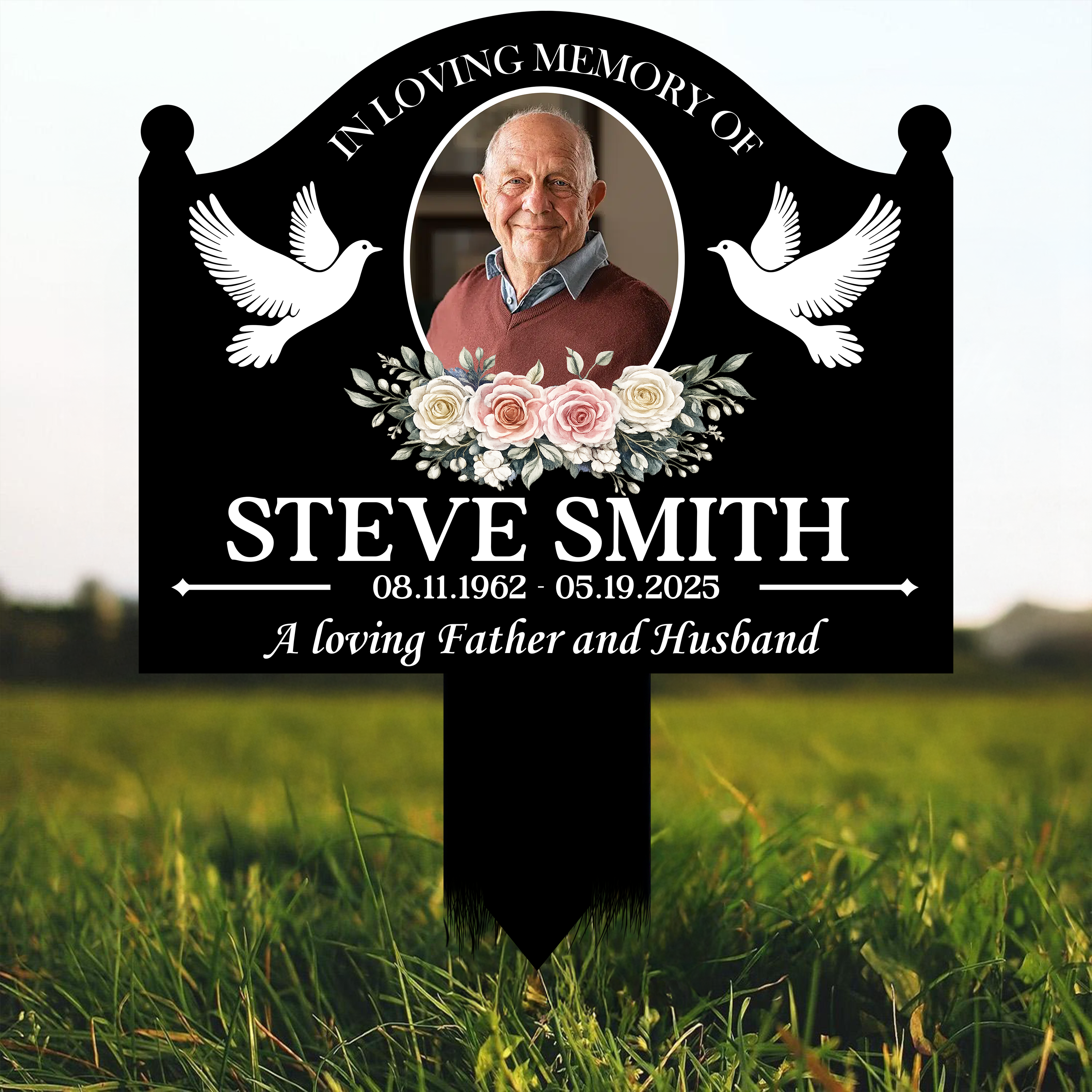Personalized Metal Garden Stake Photo Tribute Sympathy Gift