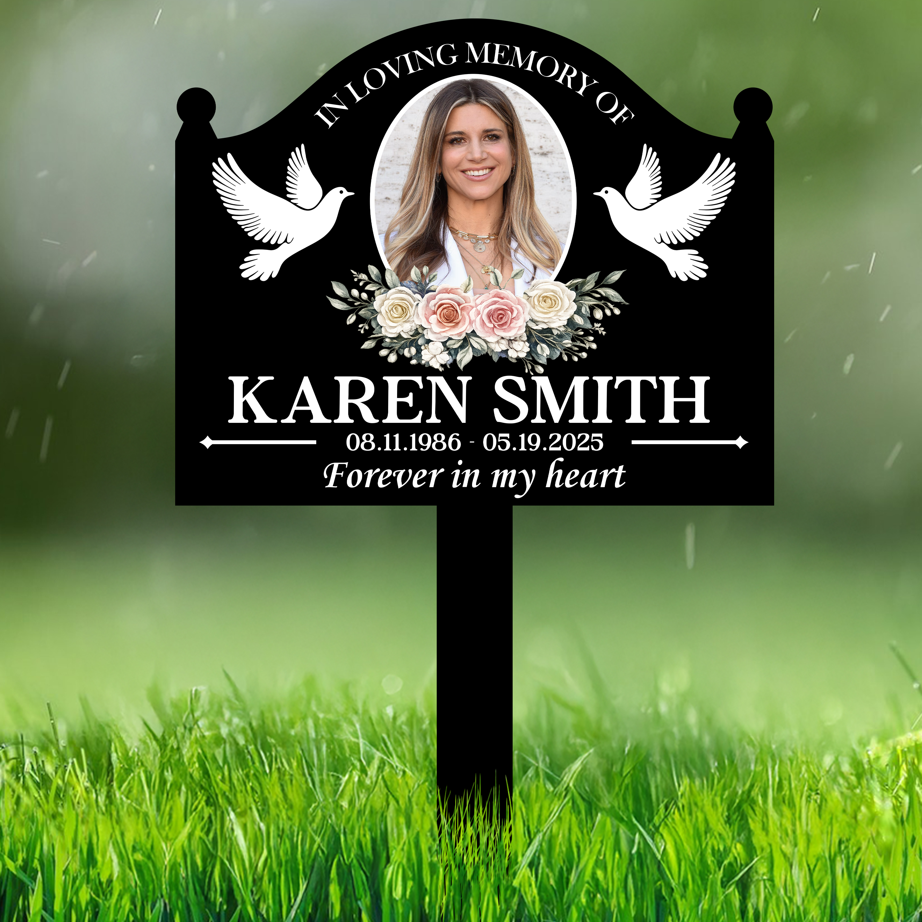 Personalized Metal Garden Stake Photo Tribute Sympathy Gift