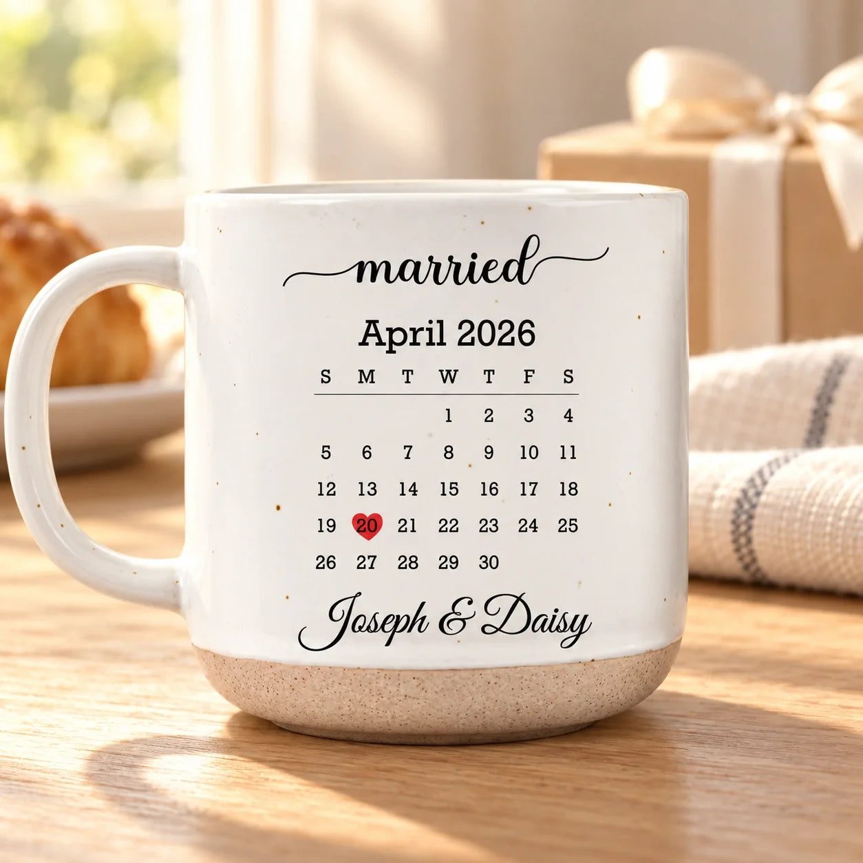 Personalized Wedding Date Mug Custom Names Gift for Couples