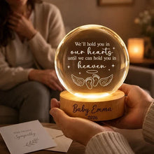 Load image into Gallery viewer, Personalized Globe Lamp with Angel Baby Footprints Memorial Gift for Grieving Parents
