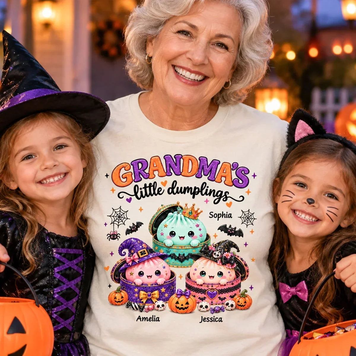 Personalized Halloween Classic Tee for Grandma with Cute Illustration