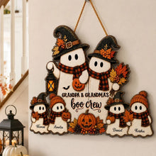Load image into Gallery viewer, Personalized Wooden Halloween Sign for Grandma &amp; Grandpa's Boo Crew Family Decor
