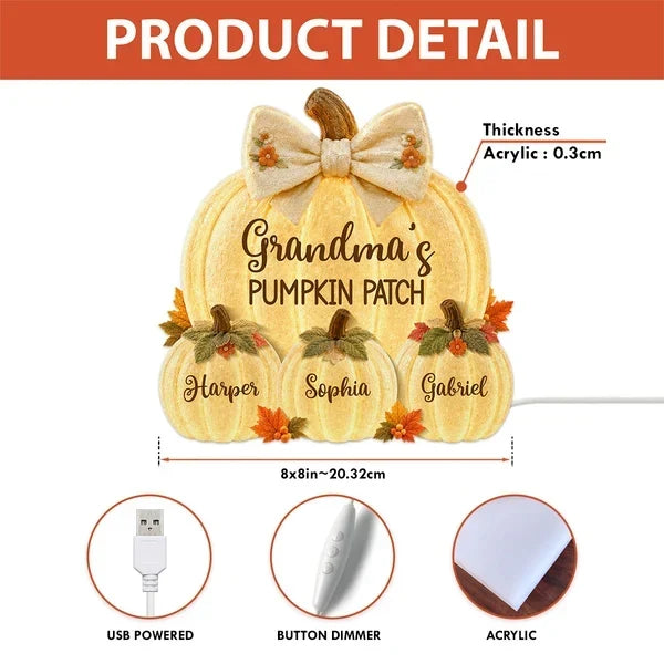 Personalized Acrylic Light Box with Pumpkin Patch for Grandparents Fall Gift